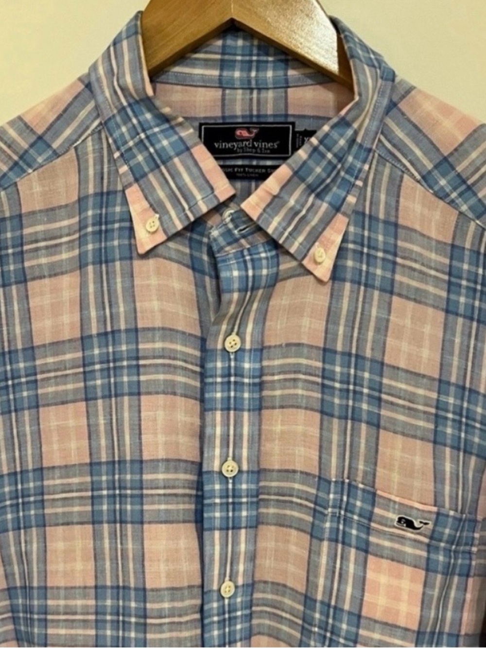 Vineyard Vines Classic Fit Tucker Pink Blue Plaid Button Down Shirt XXL Derby